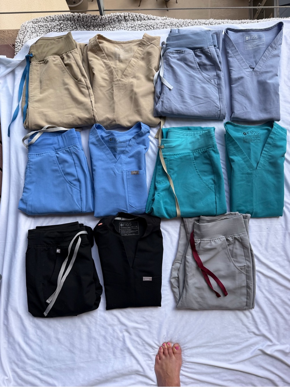 Figs Medical Scrub Set Bundle in Teal, Sky Blue, Black, Khaki, Gray